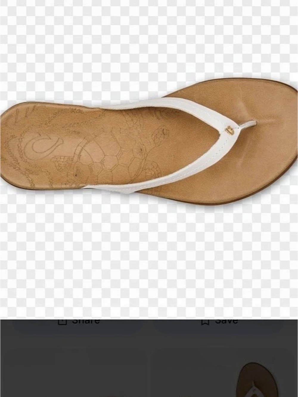 Olukai Honū Leather Flip Flop Sandals White US 6/EU 36